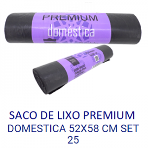 SACO DE LIXO PREMIUM DOMÉSTICA 52X58 CM (30L) SET 25